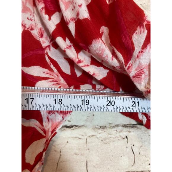 Amanda's Collection Babydoll Dress Womens Medium Red Tropical Floral Cottage - Picture 8 of 13